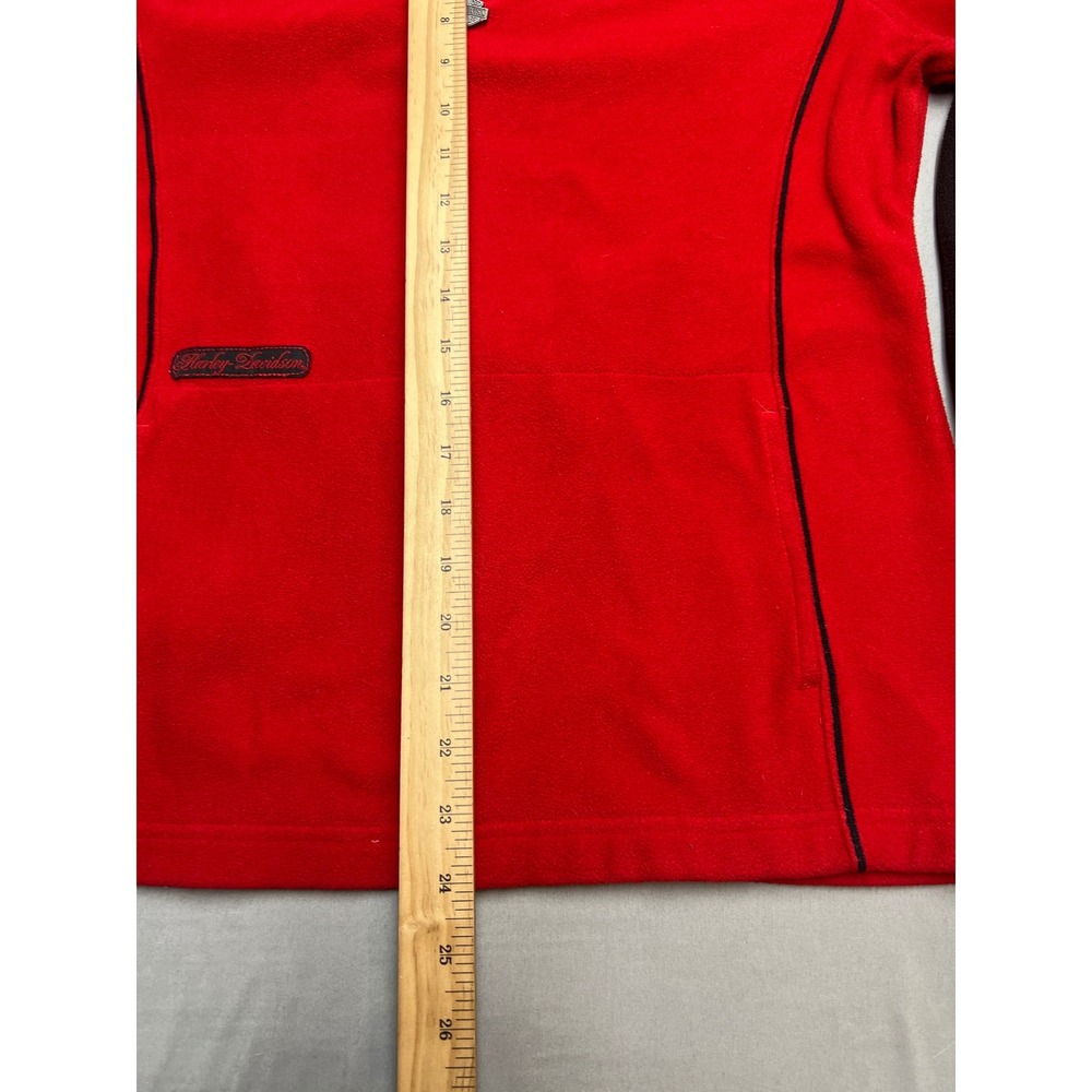 Harley-Davidson Womens Red Black Quarter Zip Fleece Pullover Jacket Medium - Picture 8 of 9